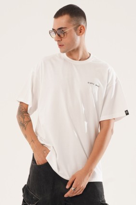 Erkek Basic Beyaz Oversize Kalıp T-shirt