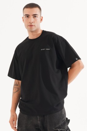 Erkek Basic Siyah Oversize Kalıp T-shirt