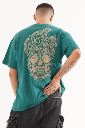 Erkek Skull Yeşil T-shirt