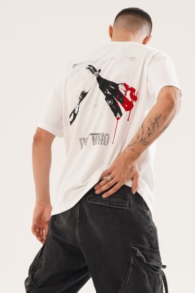 Erkek Ustura Beyaz T-shirt