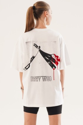 Kadın Ustura Beyaz T-shirt