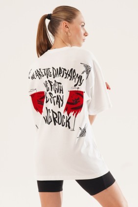 Kadın We Rock Beyaz T-shirt